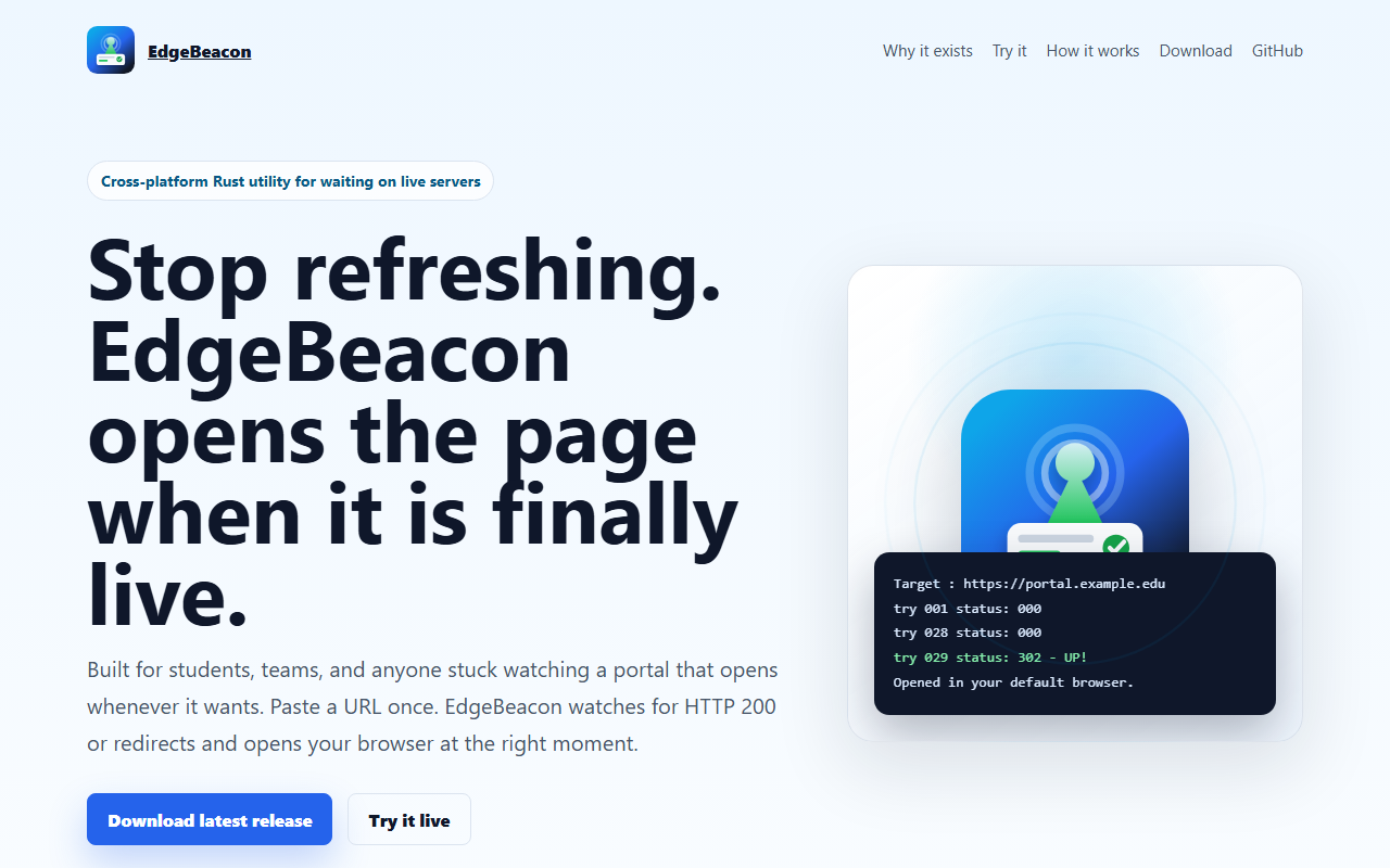 EdgeBeacon URL monitor utility