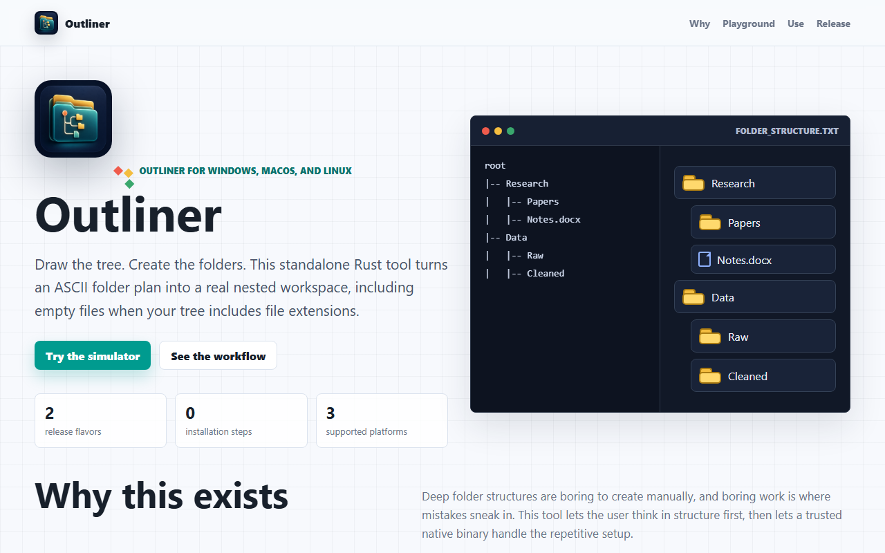 Outliner folder tree generator